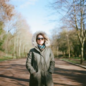 Portrait of Magda on the grounds of Alexandra Palace, London - taken with a Hasselblad medium-format film camera